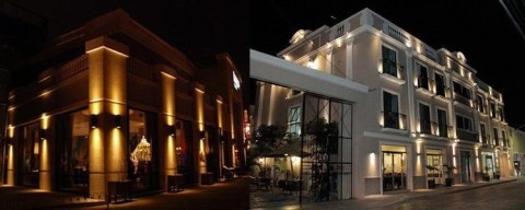 Lampa elewacyjna natynkowa punktowa kinkiet czarna 2x6W 1200lm IP65 Kąt świecenia: 45 °