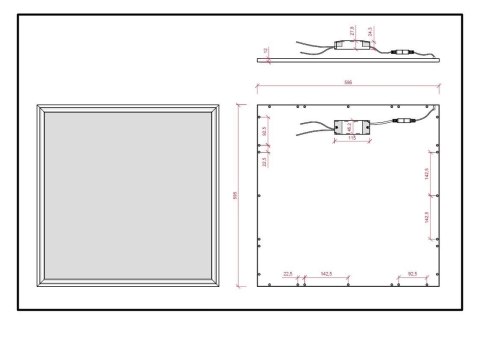Panel podtynkowy LED 40W 6000K 4000lm kąt świecenia 180° bez zasilacza