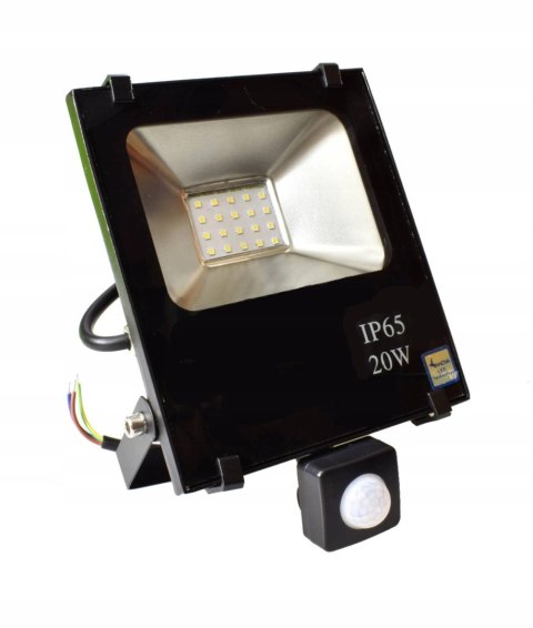 Naświetlacz halogen LED 20W 6500K z czujnikiem PIR IP65 Naświetlacz halogen LED 20W 6500K z czujnikiem PIR IP65